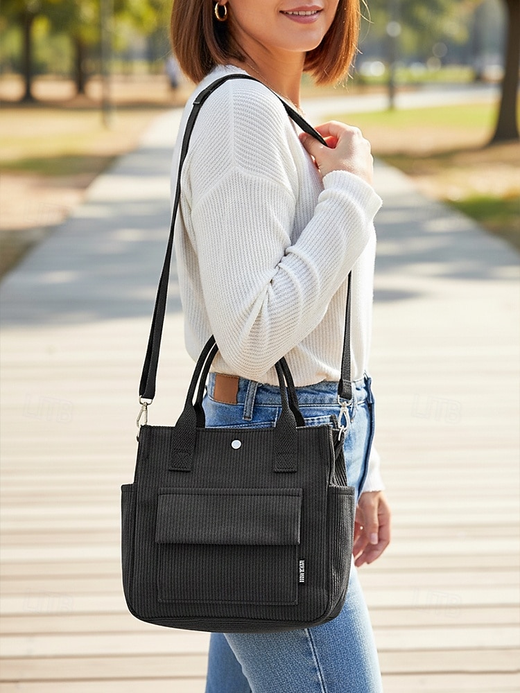 Sac fourre-tout en velours côtelé pour femme avec bandoulière – Sac à main vintage décontracté pour le travail, les voyages, le shopping et le quotidien de 2025 ? $14.99 –P2