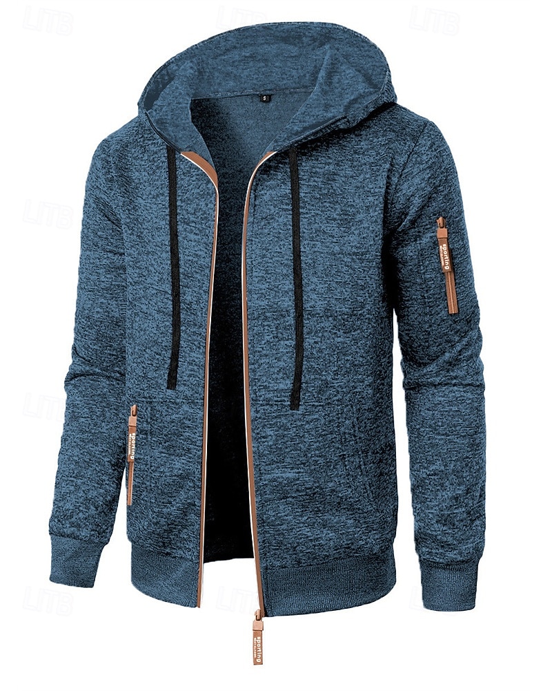 Herren Freizeitjacke Pullover Mantel Urlaub Täglich Warm Tasche Herbst Winter Einfach Mode Klassisch Mit Kapuze Regulär Schwarz Marineblau Blau Dunkelgray Jacken 2025 - $19.49 –P15