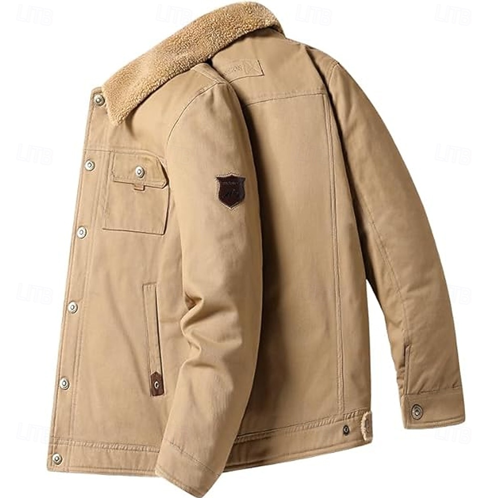 Herre Grafisk 1776 Fleece-jakke Cargo jakke Sherpa jakke Hold Varm Årgang Fritid utendørs Hjem Flere lommer Bomullsjakker Vinterfrakker Høst Vinter Fleecekrage med nedfellbar krage Langermet 2025 - $52.99 –P6