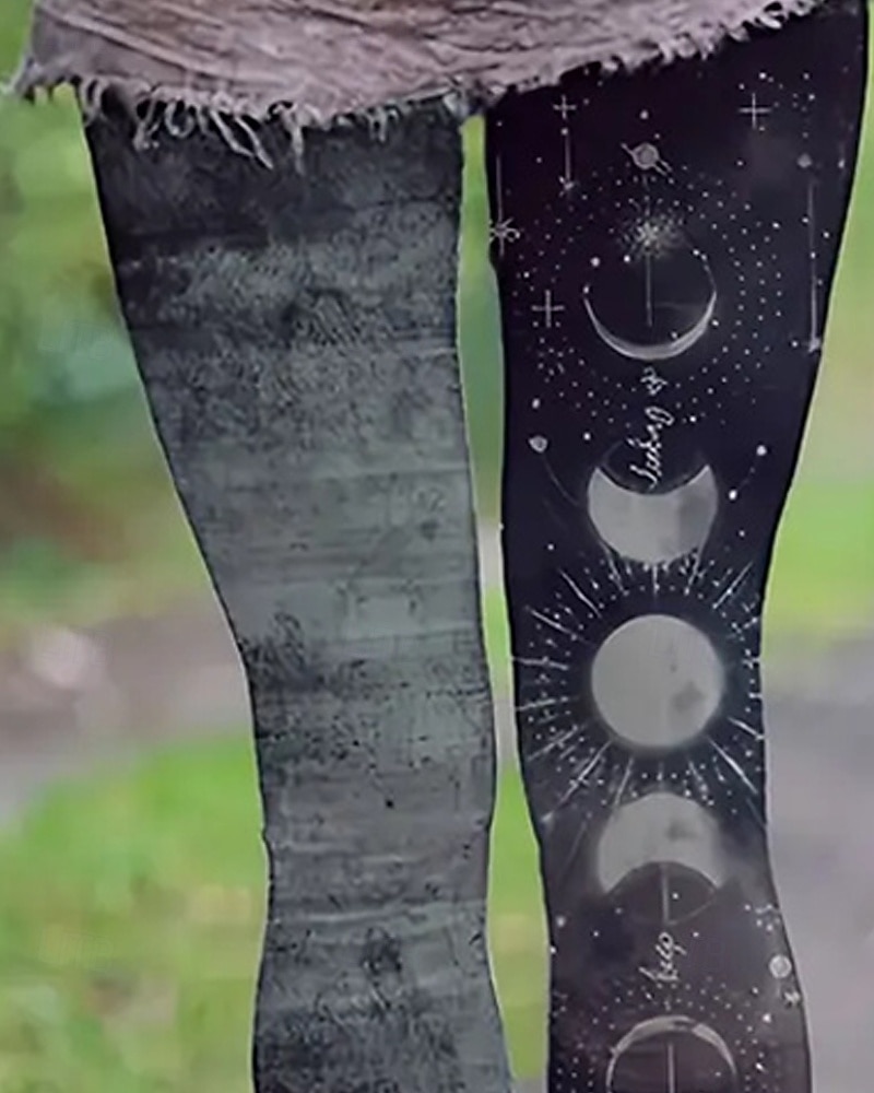 Per donna Leggings Leggings comodi Stile Etnico Essenziale Casual Lunghezza intera Vita Alta MOON Stampa Calore Termico Confortevole Elasticizzato Casuale Quotidiano Ferie Nero Autunno Inverno del 2025 a $17.99 –P2