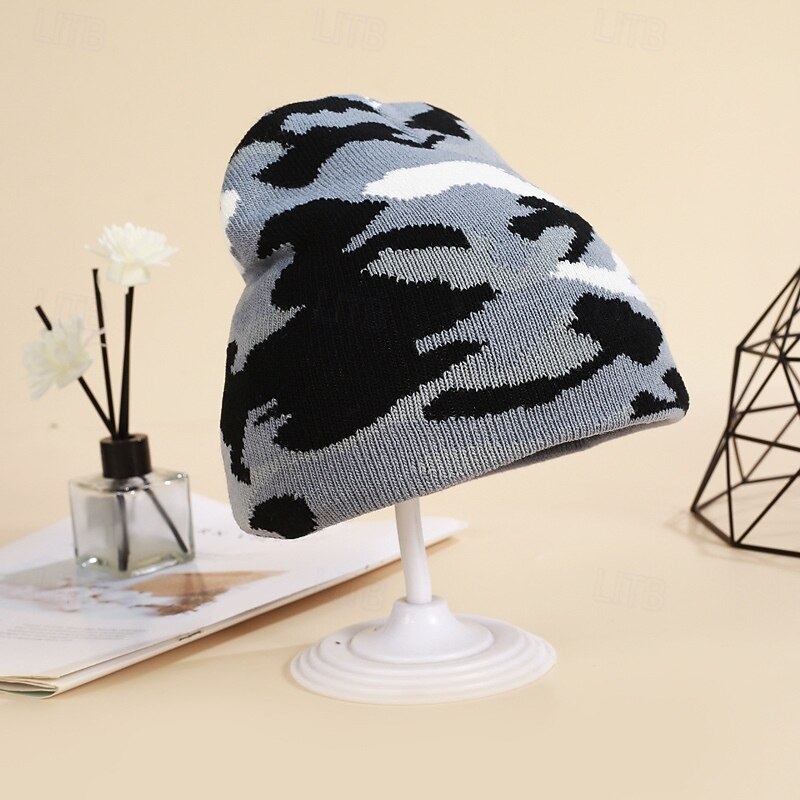 Voor heren Uniseks Muts Wintermutsen Beanies Gebreide muts Wintermuts blauw Leger Groen Katoen Jacquard Gebreid Knus Alledaagse kleding Uitgaan Camouflage Kleur Warm 2026 - $6.49 –P8