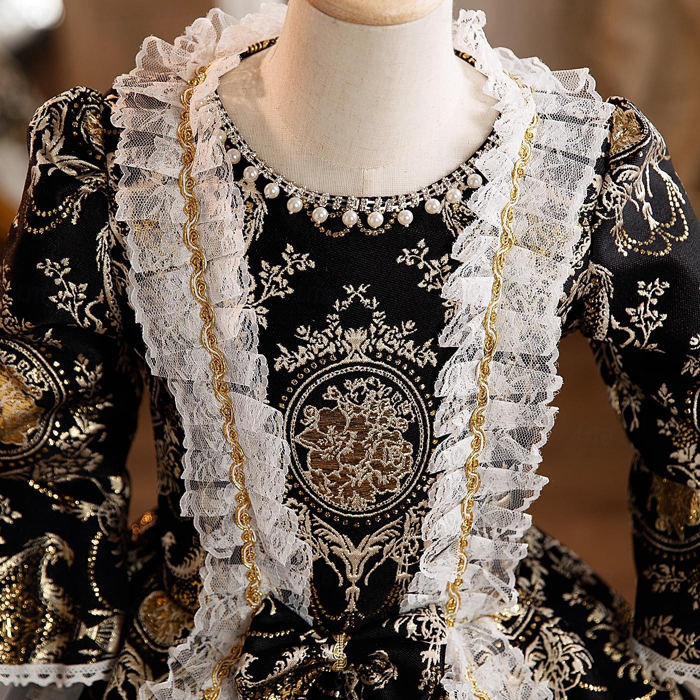 Rokoko Steampunk schick Maxi Partykostüm Zubehör Glockenärmel Prinzessin Schleife Retro Ballkleid Spitzkragen Kostüm Mädchen königlich Weihnachten Halloween Karneval Maskerade Hochzeitsfeier Festival 2026 - $170.99 –P12