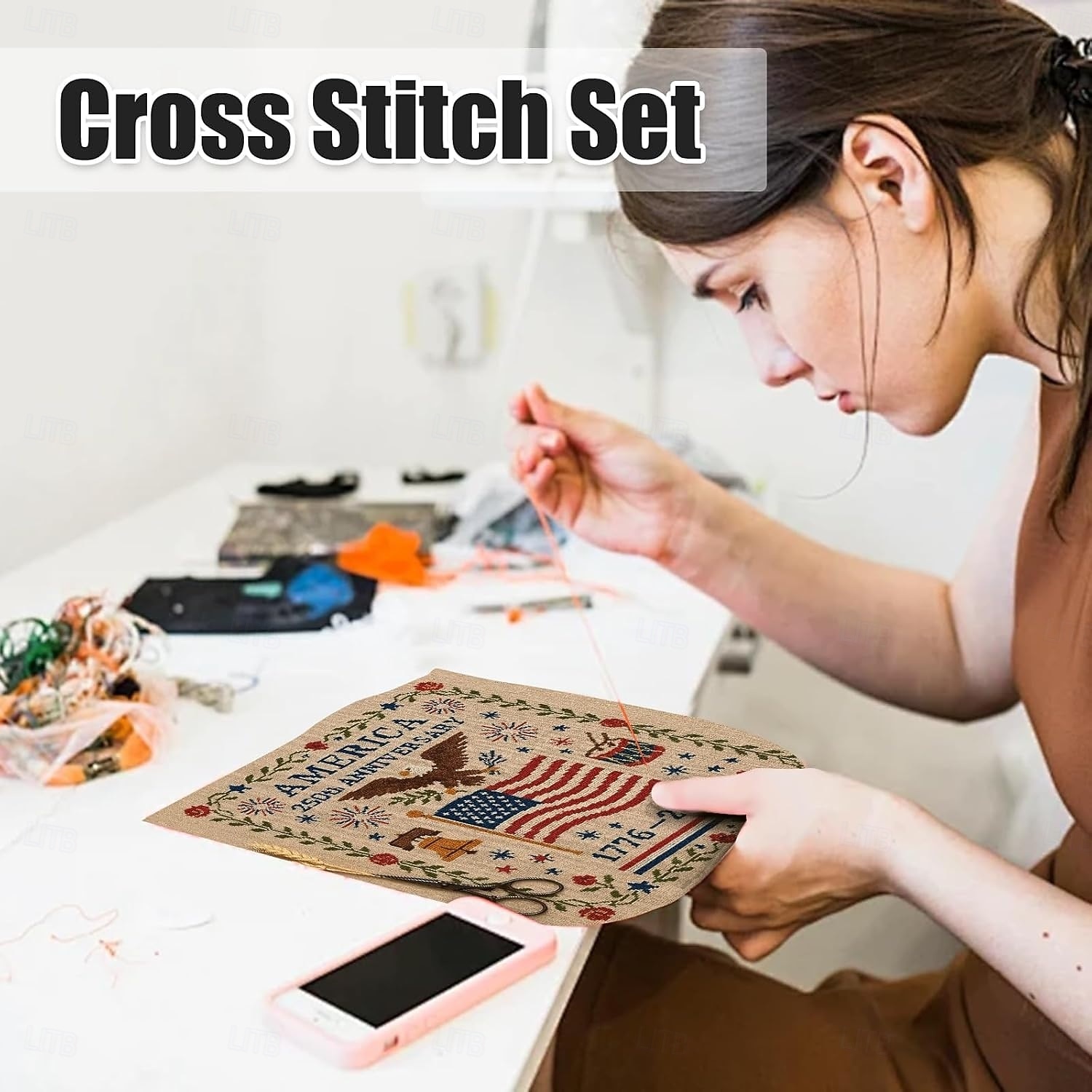 US 250th Anniversary Cross Stitch Kit Personalized Patriotic Cross Stitch Kits Commemorative Embroidery for Beginners Stamped and Counted Style Gifts for Veterans Military Fans 2025 - $10.99 –P10