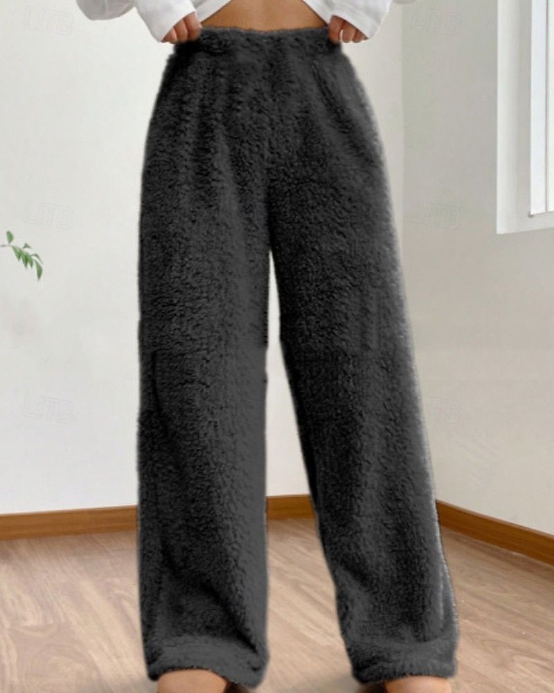 Femmes Jambe large Slacks Mode Occasionnel Longueur complète Taille Moyenne Uni Taille Élastique Chaleur Thermique Non Elastique Élastique Formel Vacances Rue Gris clair Gris foncé Chameau Gris Hiver de 2025 ? $26.99 –P3