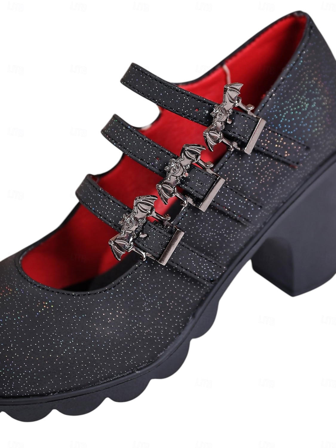 Escarpins Mary Jane à talons épais pour femme, chaussures de soirée gothiques noires avec brides à boucle chauve-souris, pour déguisement, soirée et cosplay. de 2025 ? $29.99 –P3