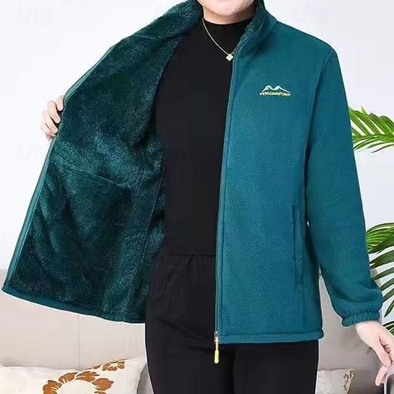 Pentru femei Jachetă cu fermoar complet Jachetă din fleece polar Rezistent la Vânt Cald Cu buzunare Manșon Lung Sport Culoare solidă Topuri Pentru Sală de fitness Exterior Alergat Îmbrăcăminte de 2026 - $26.99 –P11