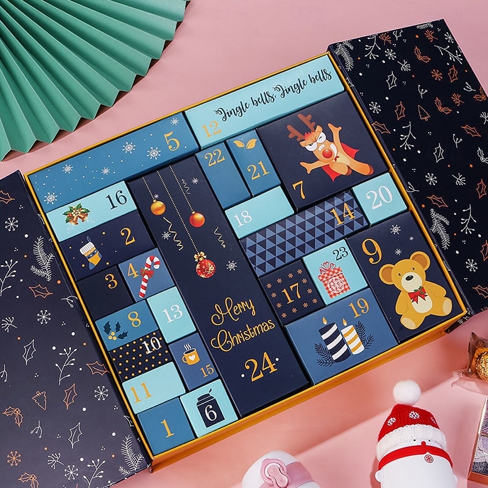 24 Grids Empty Christmas Advent Calendar Boxes DIY Refillable Christmas Blind Box 24 Days Advent Countdown Gifts Boxes Kraft Paper Candy Box New Year Decorations 2025 - $36.99 –P17
