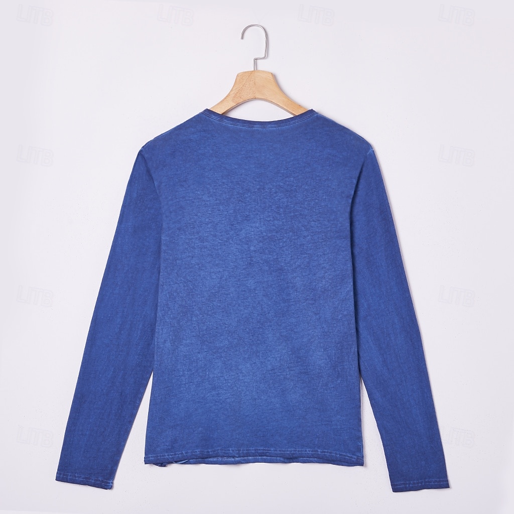 Férfi Henley ing Tee Top Hosszú ujjú ing Sima Henley Utca Vakáció Hosszú ujj Ruházat 100% pamut Szüret Divat Alap 2025 - $21.99 –P2