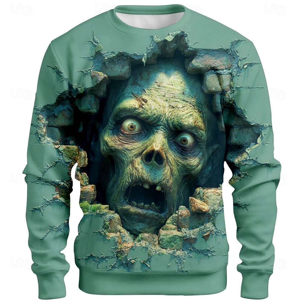 Halloween Pánské Zombie 3D Mikina Punk Večírek Tričkový Dovolená Světle zelená Trávová zelená Výstřih ke krku 3D Celý rok Návrhář 2025 - $30.99 –P2