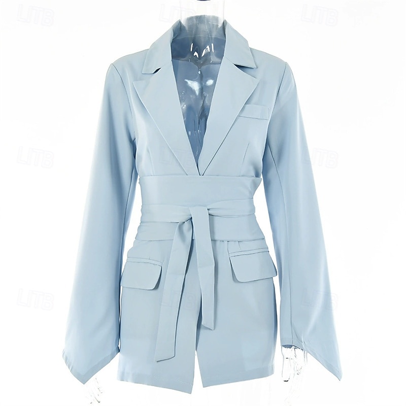 Damen Blazer Bequem Tasche Elegant Mode Outdoor Einfach Ausgehen Alltagstauglich Wochenende Strickjacke Regulär Revers Normale Passform Langarm Oberbekleidung Schwarz Weiß Blau Frühling Herbst 2026 - $32.99 –P10