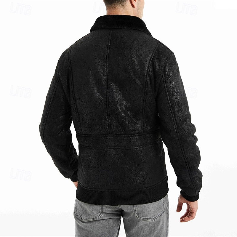 Per uomo Giacca in Ecopelle Giacca in Pile Giacca da Biker Giacca da Moto Vacanza Quotidiano Antivento Caldo Tasca Inverno Semplice Moda Classico Bavero Regolare Nero Caffè Giacca del 2025 a $81.99 –P14