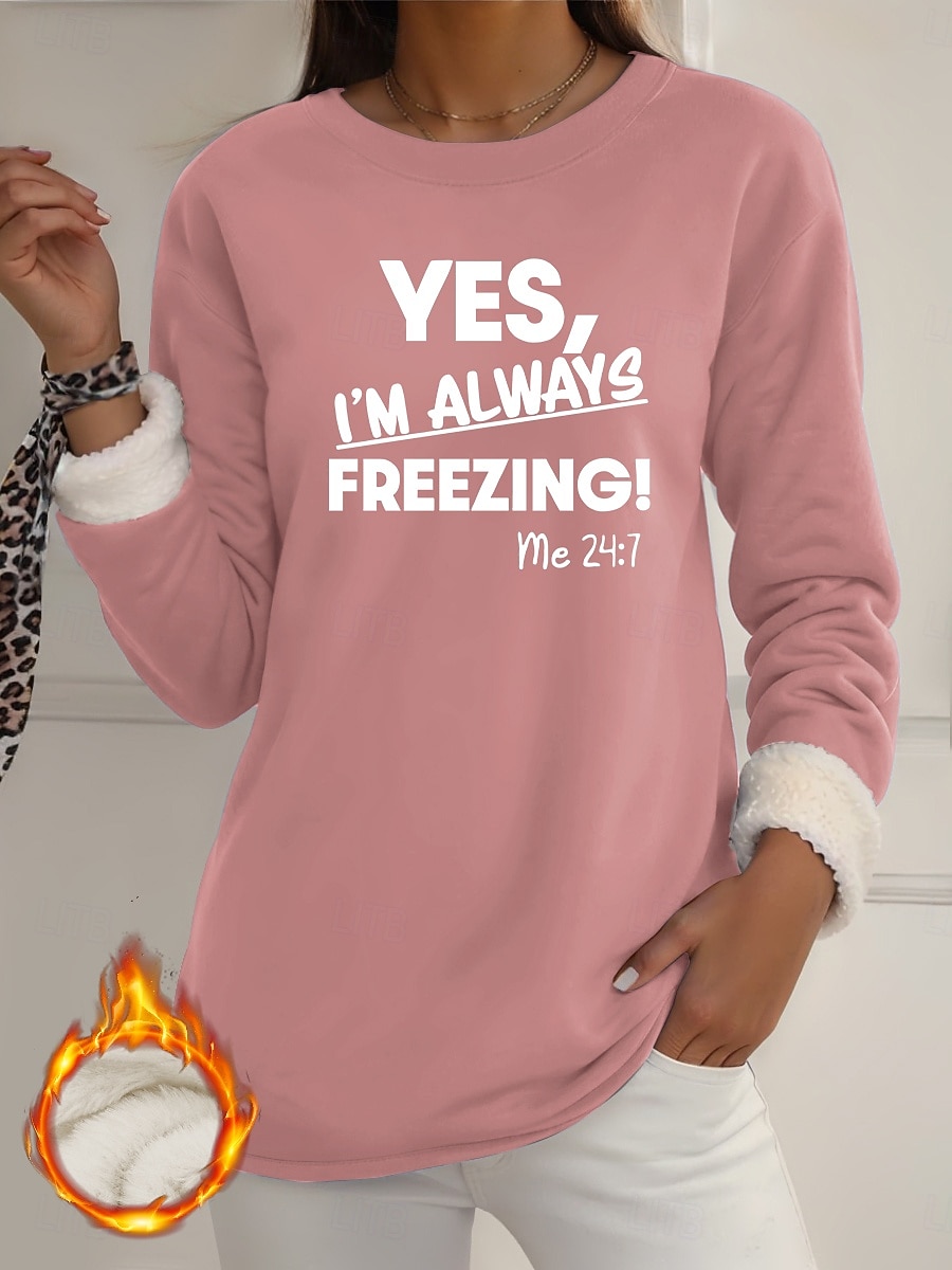 Damskie Bluza z podszewką z polaru, piżama Bluza z kapturem Pullover Bluzy Nadruk Litera Ciepłe Moda miejska Codzienny Długi rękaw Półgolf Zwykłe topy Codzienny Dom Na co dzień Niebieski Czarny 2026 - $27.99 –P5