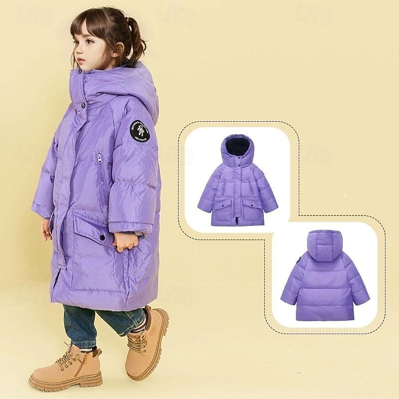 Bambini Ragazze Cappotto in Piuma Giacca Imbottita Tinta unica Moda Tasca Scuola Cappotto Capispalla 4-12 Anni Autunno Nero Rosso Viola del 2025 a $51.99 –P5