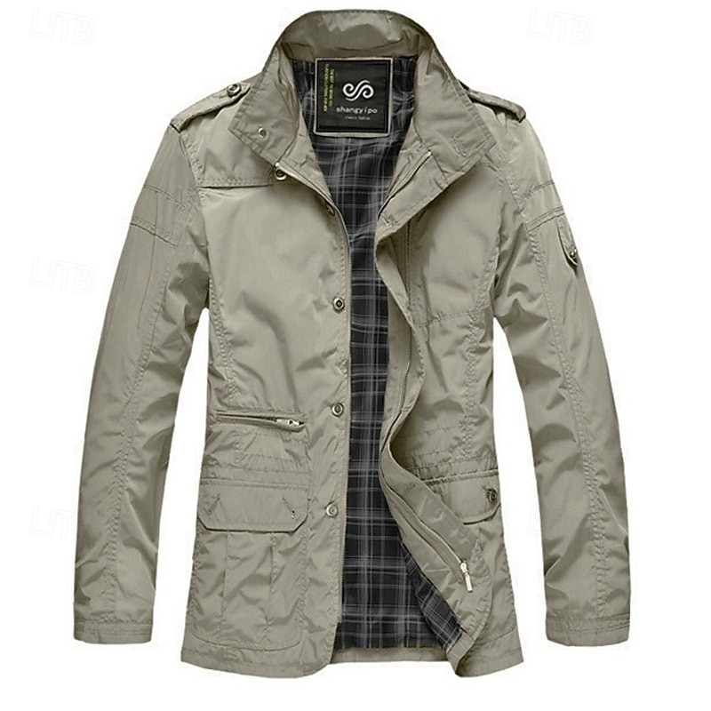 Herren Parka Trenchcoat Urlaub Täglich Herbst Winter Polyester Verschleißfest Oberbekleidung Bekleidung Mode Klassisch Einfach Tasche Revers Reisverschluss 2025 - $47.99 –P1