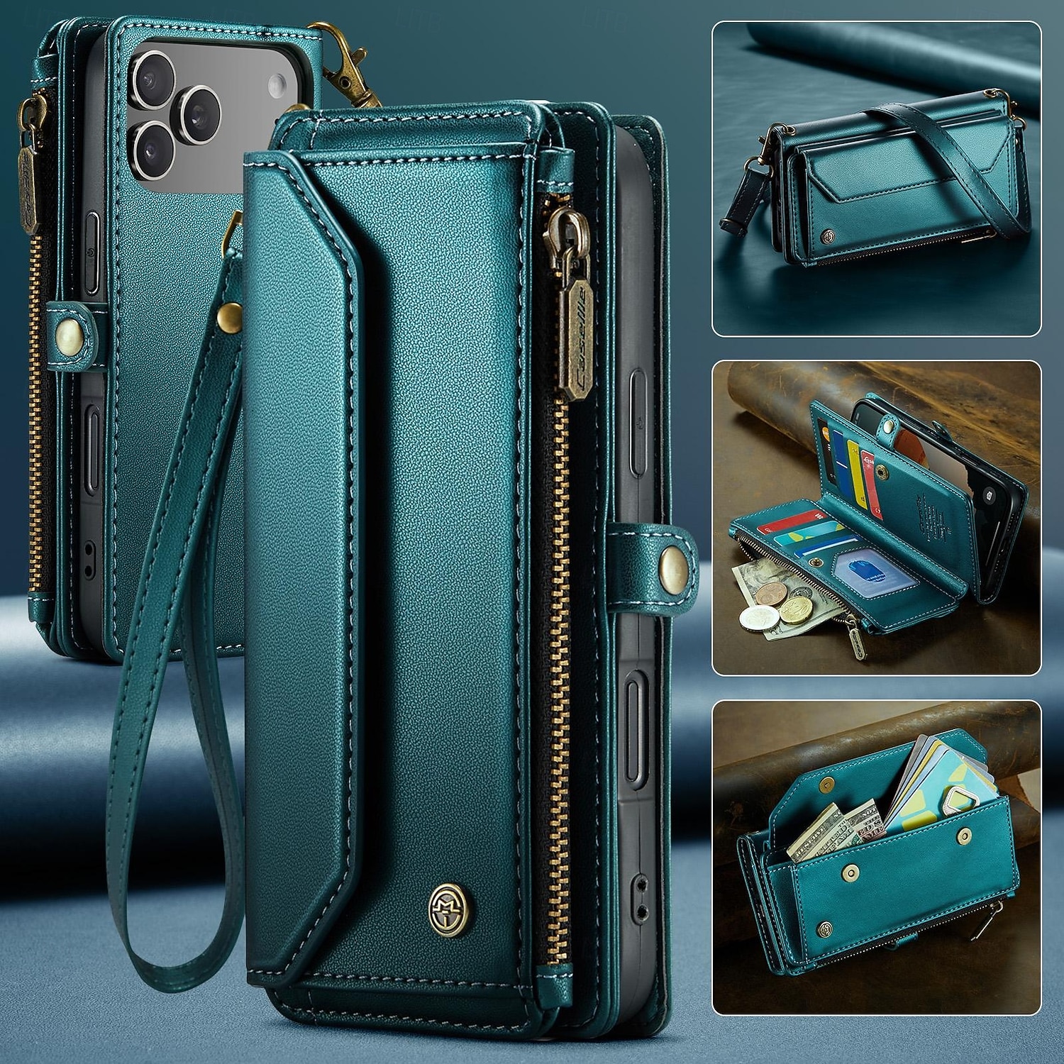 telefon fodral Till iPhone 17 Pro Max 17 Air 17 Plånboksfodral med snodd med handledsrem Stöd TPU PU läder 2026 - $28.99 –P6