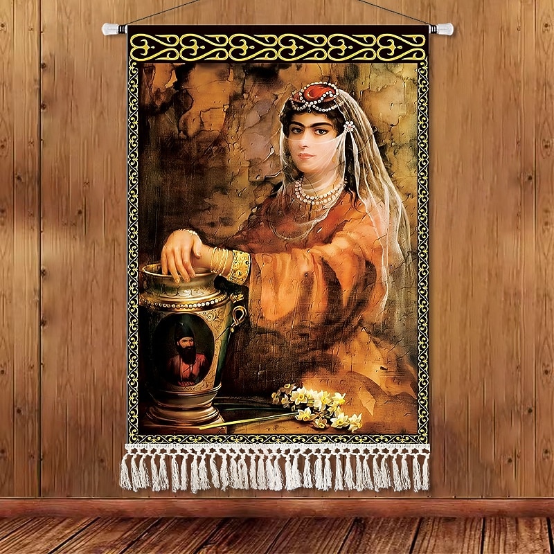 Skönhet Uyghur etnisk stil väggtapet konstnärlig bakgrundsdekoration boho hängande konst för sovrum vardagsrum eller café 2025 - $14.99 –P8