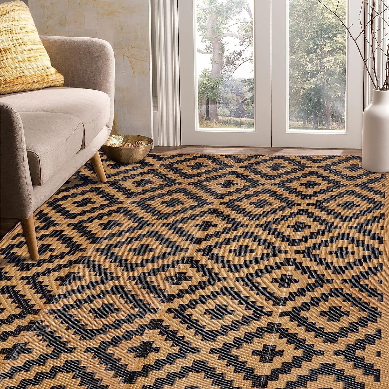 מחצלת חוץ עם דוגמא מודרנית, מחצלת פלסטיק עמידה לסיפונים, אתרי קמפינג, סיפוני בריכה &קרוואן 2026 - $48.99 –P5