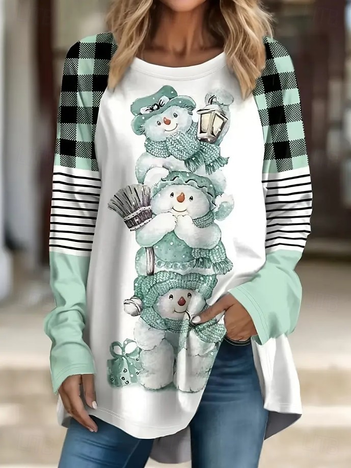 Noël Femmes T-shirt Graphique Animal Motif de flocon de neige ancien Élégant Classique manche longue Col ras du cou Hauts Longs Quotidien Sortir Week-end Imprimé Rose Claire Rouge Bleu Violet Vert de 2025 ? $28.99 –P3