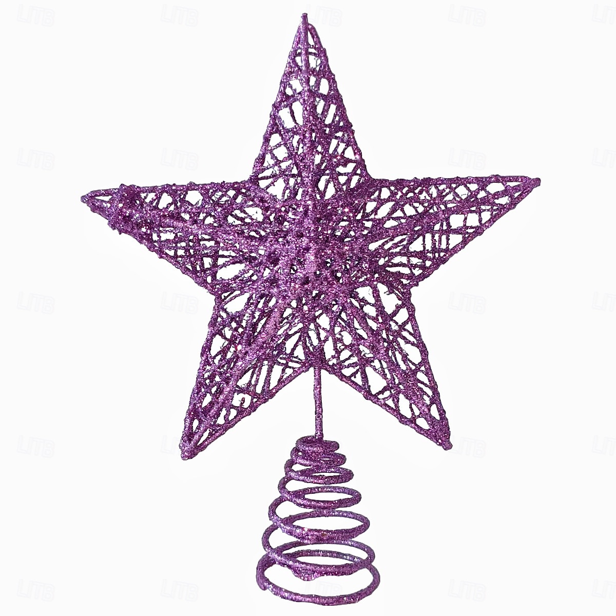 Puntale per albero di Natale con stella e luce a LED, stella a cinque punte in ferro 3D con glitter, decorazione per albero da appendere, regalo per decorazioni natalizie da tavolo per la casa del 2025 a $6.99 –P7