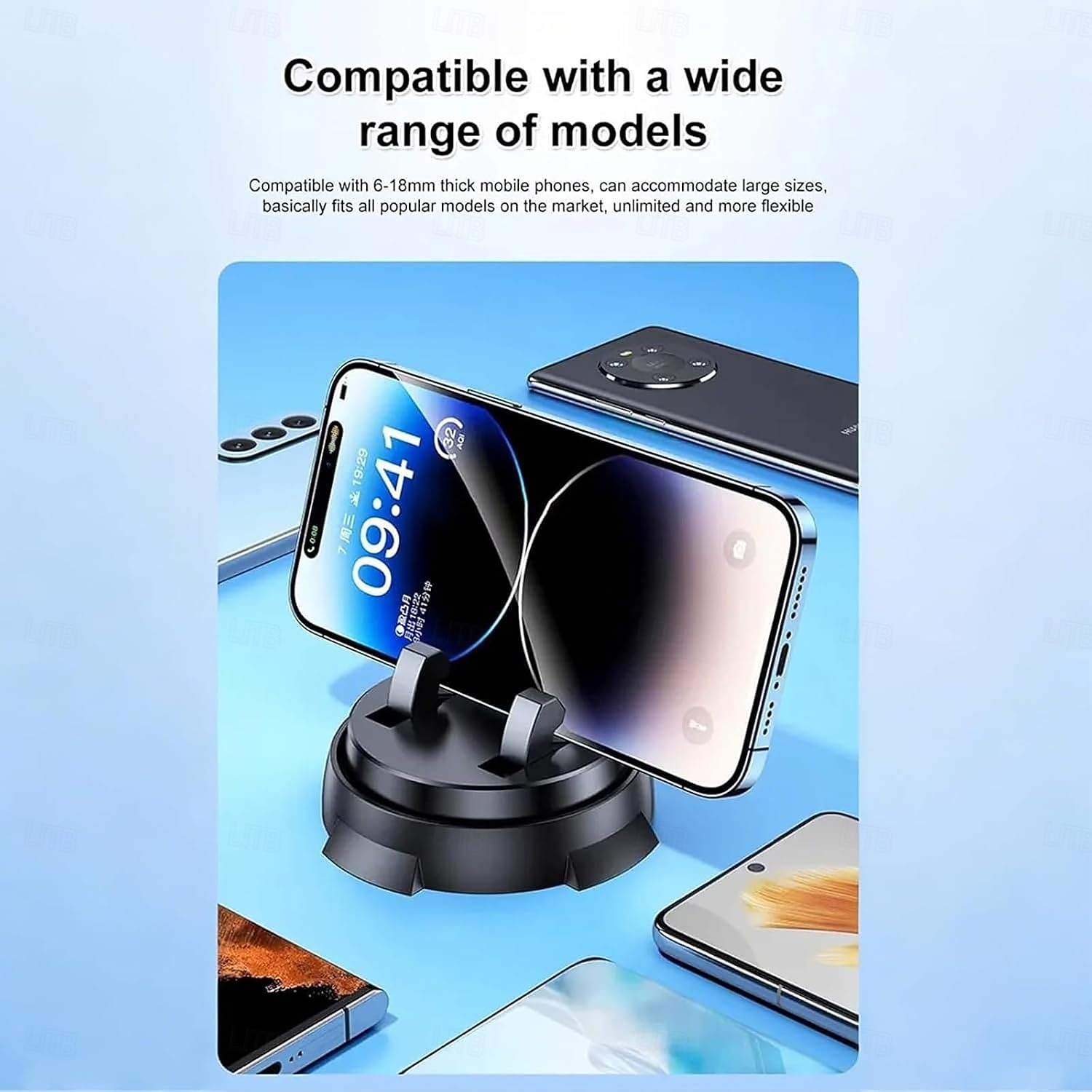 Nastavitelný držák do auta s otočným 360stupňovým uchycením se silikonovým protiskluzovým úchopem, silný adsorpční držák do auta pro všechny mobilní telefony bez nutnosti použití 2026 - $19.99 –P5