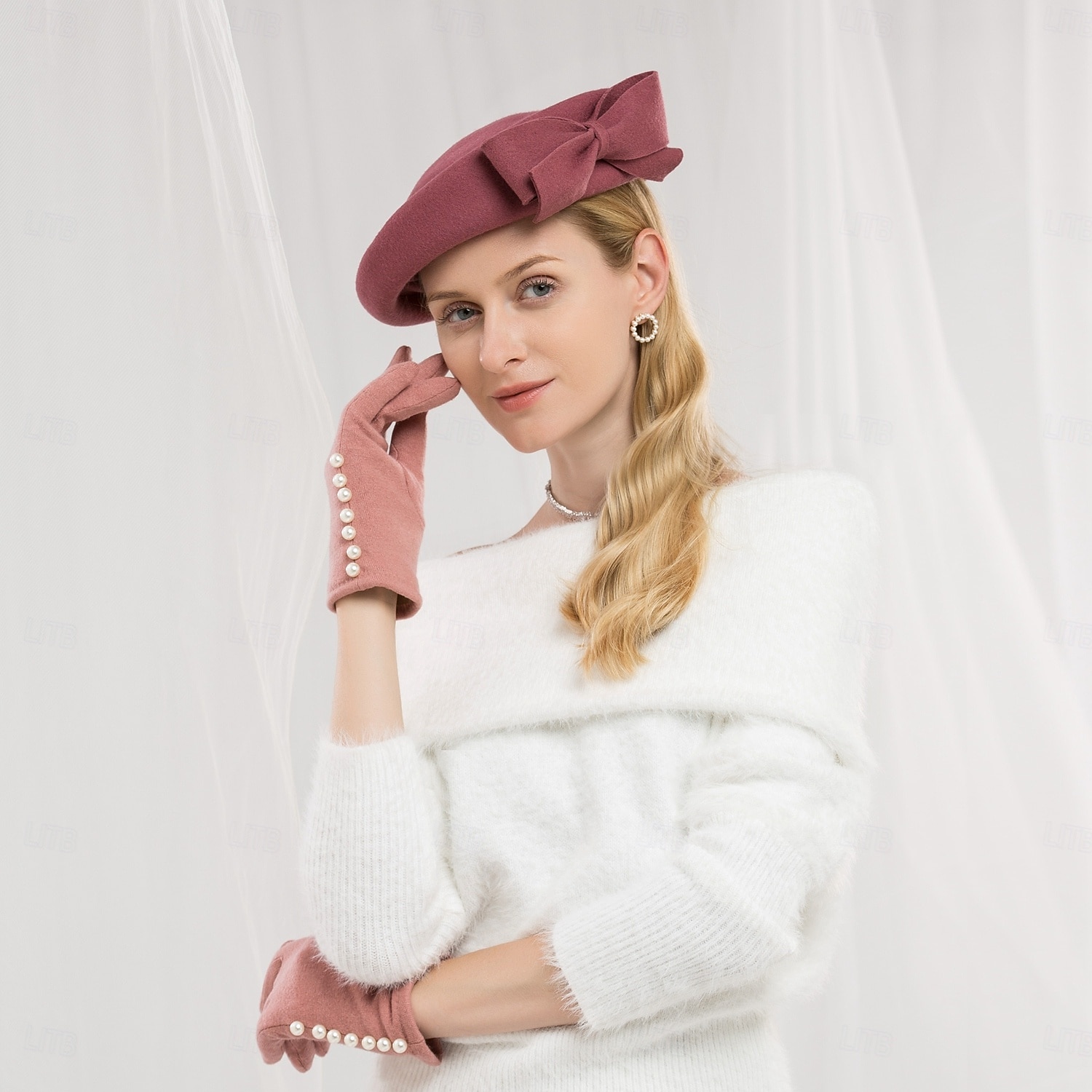 hatter 100 % ull berethatt pillebokshatt bryllup cocktail elegant bryllup med sløyfe ren farge hodeplagg hodeplagg 2025 - $49.99 –P5