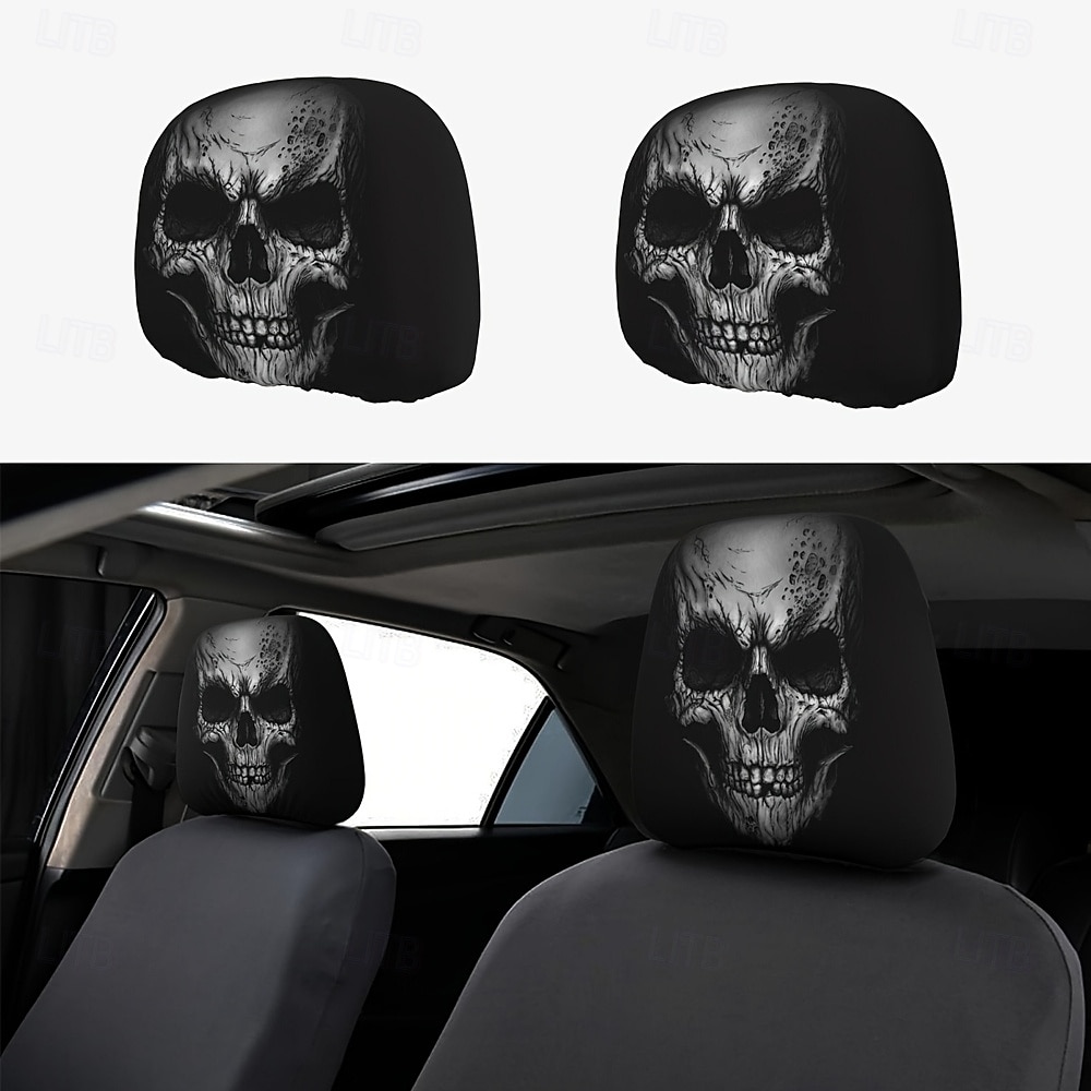 2 pièces effrayantes pour Halloween &Housses d'appui-tête de voiture de Noël - Convient à tous les véhicules Conception sans coussin de remplissage Installation facile - Décorations intérieures de 2025 ? $12.99 –P6