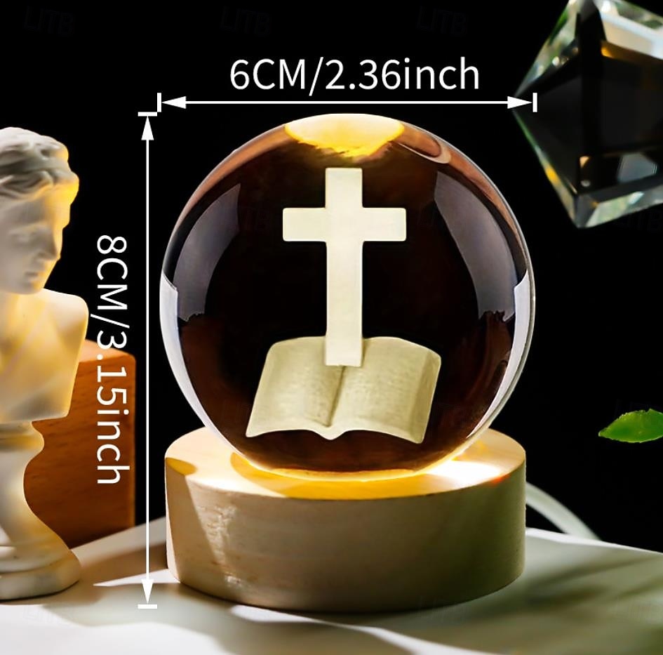 3D-Statue der Jungfrau Maria aus Kristall mit Holzsockel, lasergravierte Glaskugelstatue „Unsere Liebe Frau von Guadalupe“, 3D-Kristallkugel, Mutter Maria, christlich-katholische religiöse 2025 - $12.49 –P2