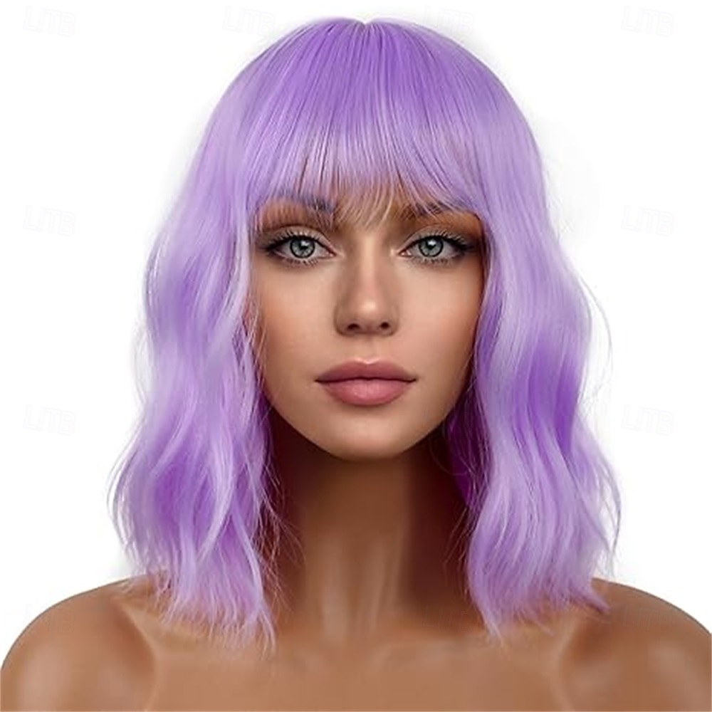parrucche bob con frangia per donne parrucca ondulata sciolta parrucca bob ondulata pastello lunga fino alle spalle parrucca cosplay sintetica per ragazze parrucche colorate per costumi del 2025 a $21.99 –P6