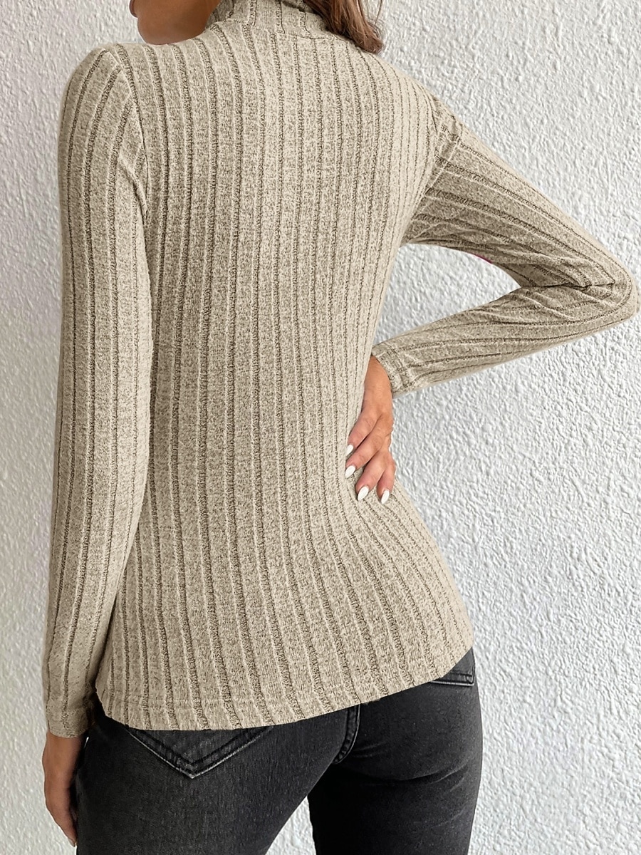 Női Blúz Fodrozott Tömör szín Stílusos Alkalmi Hosszú ujj Magasnyakú Normál felsők Napi Fekete Égszínkék Poros kék Khakizöld Szürke Tavasz Ősz Tél 2026 - $19.99 –P2