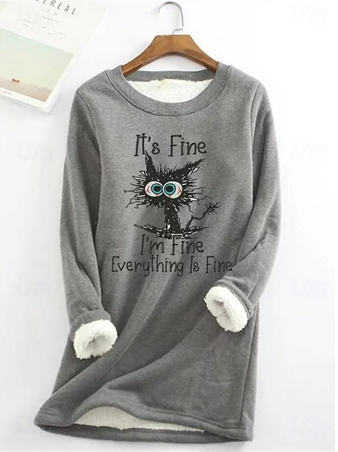 Per donna Felpa Pullover Grafico Lettera Caldo Casual Morbido Manica Lunga Girocollo Top lunghi Casuale Streetwear Blu Rosa chiaro Nero Grigio Primavera Autunno Inverno del 2026 a $27.99 –P2