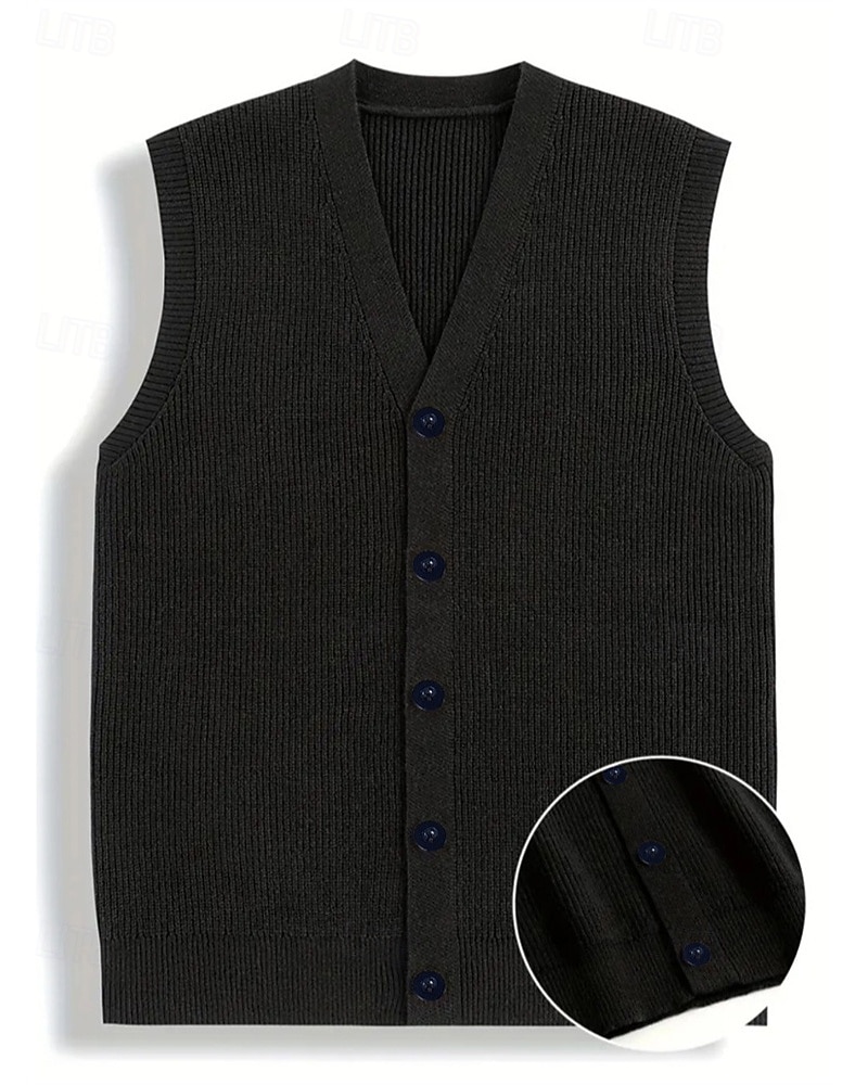 Ανδρικά Πουλόβερ γιλέκο Φόρεμα πουλόβερ Γιλέκο Πλεκτά Γιλέκο ζακέτα Κοτλέ Πλέκω Κανονικά μπλουζάκια Κουμπιά Σκέτο Λαιμόκοψη V Μοντέρνα Κλασσικό Διακοπές Καθημερινά Ρούχα Ρούχα Φθινόπωρο Χειμώνας Μαύρο 2026 - $13.99 –P3