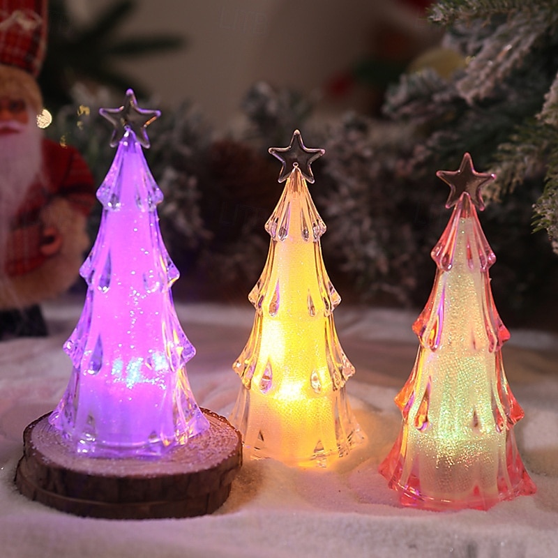 1 Pc 12.5 * 6CM Christmas Acrylic LED with Light Christmas Tree Night Light Indoor and Outdoor Party Desktop Decoration Ornament Light Colorful Warm Light AG10 * 3 Batteries 2025 - CAD $3.99 –P2