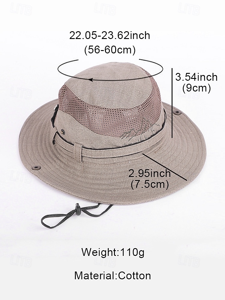 2026年 メンズアウトドア日焼け防止サファリハット - 通気性のあるつば広メッシュフィッシングハット、あご紐付き、ハイキング、キャンプ、旅行に最適  コレクション – $18.99 –P10