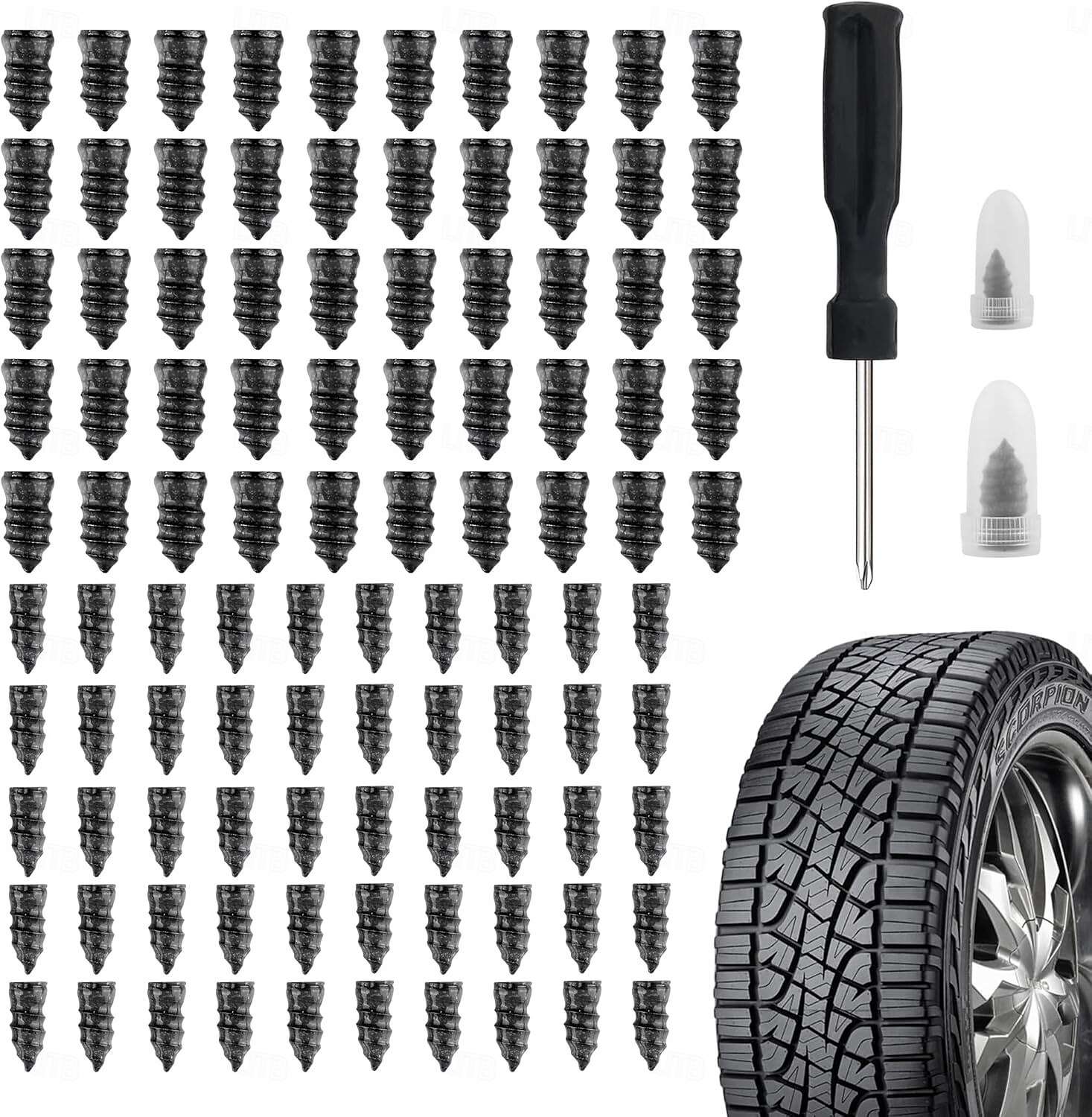 S Kit With 2 Sizes NACHLYNN 100 Pcs Tire Repair Nails Rubber Screw Tool Self -Service Tire Repair Nail Tire Repair Rubber Nail