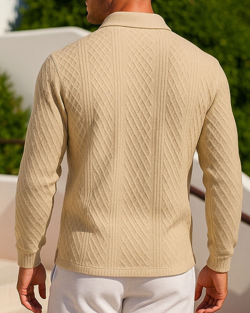 Miesten Jacquard-neulepaita Vapaa-ajan poolopaidat Jakardi Pitkähihainen Topit Urheilu- ja treenivaatteet Syksy Yhtenäinen Muoti Ulkoilu Matkailu Urheilu Urheiluasut Urheiluvaatteet Musta Sininen 2025 - $25.99 –P2