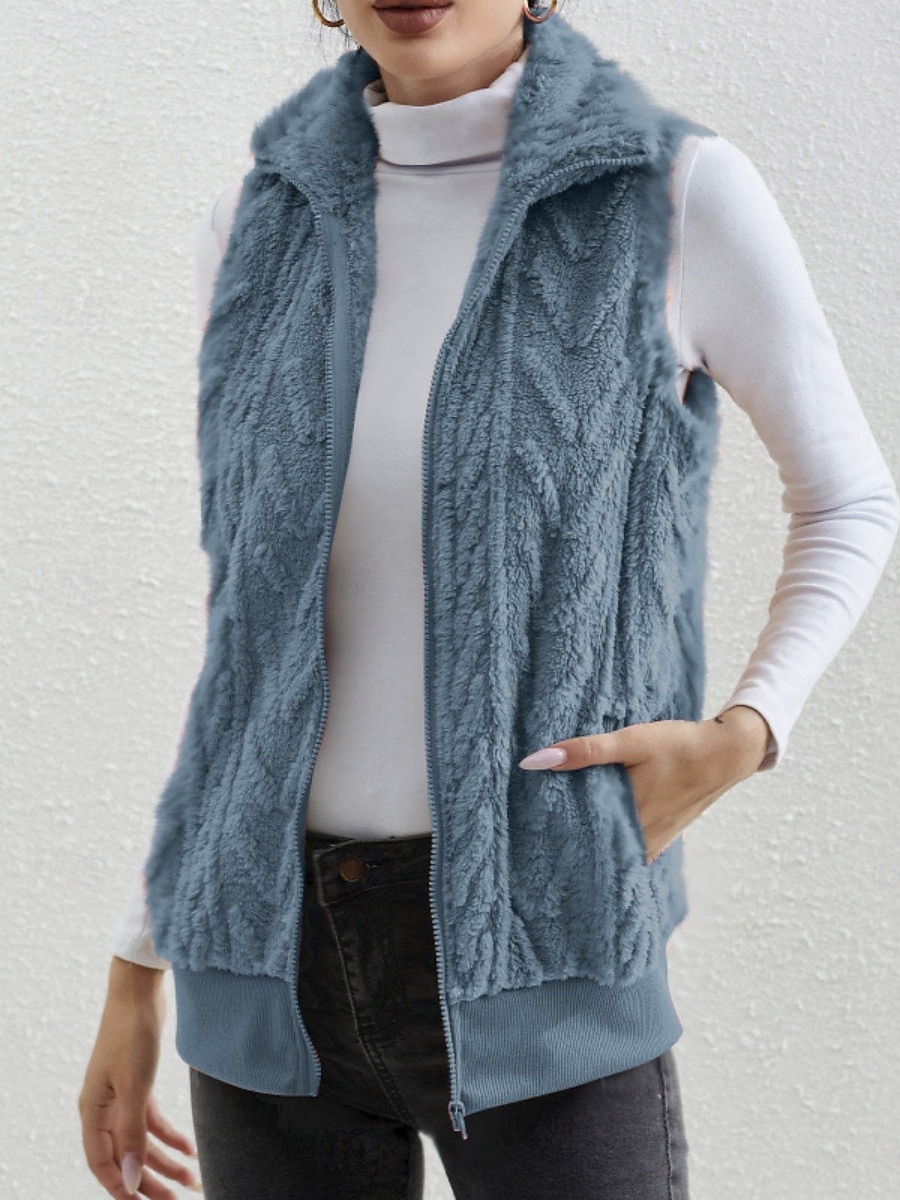Femmes Gilet Confortable Respirant Fermeture éclair Avec Poches Occasionnel Uni Vacances Rue Occasionnel Tenue quotidienne Fermeture éclair Régulier Col Rabattu Coupe régulière Sans manches Vêtements de 2026 ? $33.99 –P3