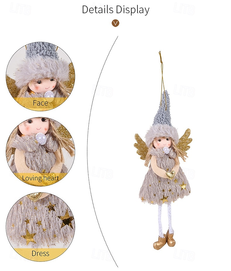 3 ks vánočních andělských ozdob, závěsné dekorace andělů z sobích parohů, figurky růžových okřídlených andělských dívek, malé ozdoby na stromeček, sváteční dekorace 2025 - $16.99 –P5