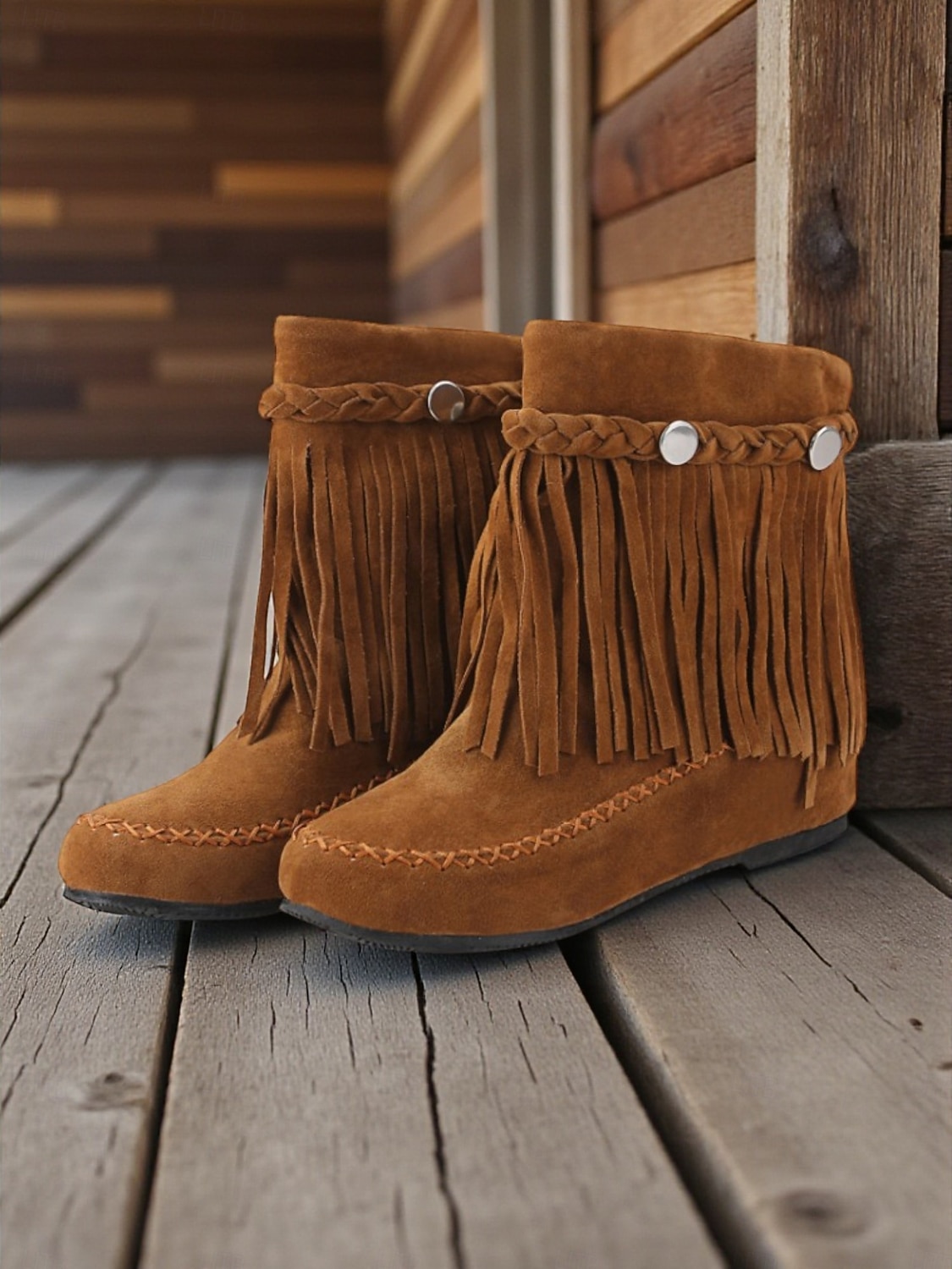 Women's Bohemian Fringe Moccasin Boots Soft Suede Flat Ankle Shoes with Retro Detailing for Casual Outfits and Everyday Wear 2026 - $54.99 –P1