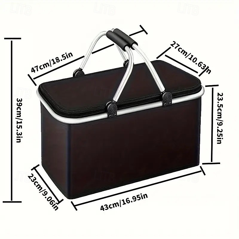 Прочная портативная сумка-холодильник из ткани Оксфорд с ручками – черная термосумка для пикника, кемпинга &для встреч на свежем воздухе, безопасен для продуктов питания, сохраняет напитки холодными, 2026 - $24.99 –P5