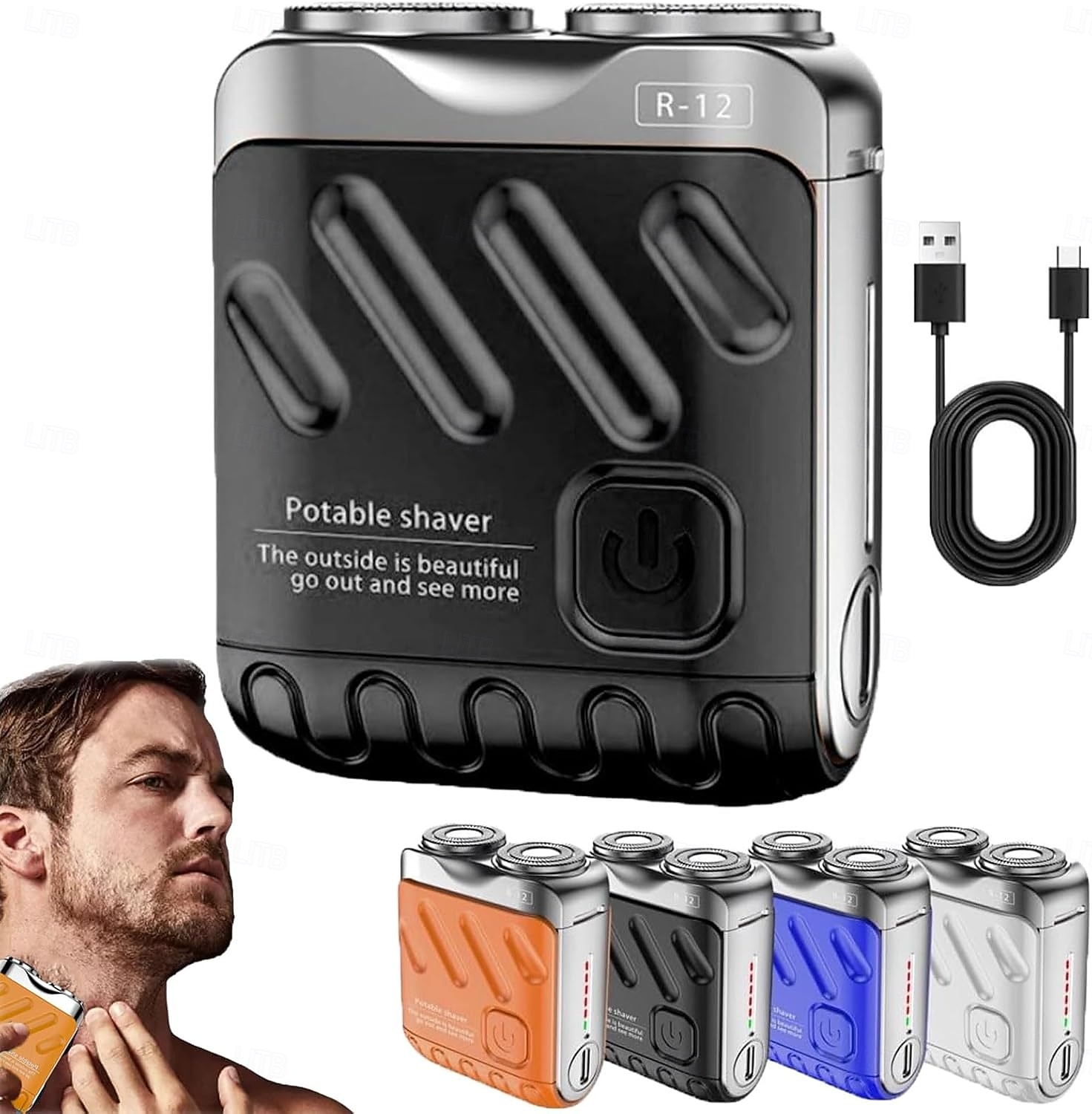 Bærbar roterende elektrisk barbermaskin med dobbel ring, mini-skjeggbarbermaskin med koffertdesign, vanntett reisebarbermaskin for menn, hurtiglading med lang batterilevetid og magnetisk kutter med 2026 - $19.99 –P3