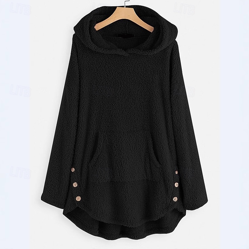 Жен. Толстовка с капюшоном и пуловером Полотняное плетение На каждый день Длинный рукав Капюшон Обычные топы Для улицы На каждый день Повседневные Карман Пуговицы Черный Белый Розовый Красный Зеленый 2025 - €23.99 –P6