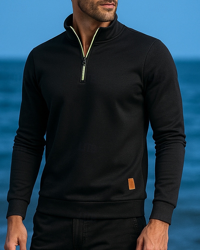 Per uomo cima dell'escursionismo Maglione con cerniera a un quarto Manica Lunga Collo alla coreana Maglietta Top Esterno Leggero Elastico Traspirante Inverno Zip a un quarto Poliestere Grigio scuro del 2025 a $7.49 –P4