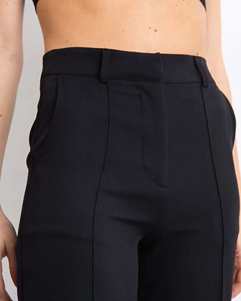 Dam Kinesiska Rak Streetwear Ledigt Fullängd Medium Midja Slät Ficka Elastisk midja Bekväm Microelastisk Utomhus Semester Dagligen Mörkbrun Ametist Svart Brun Vår Höst Normal 2025 - $20.99 –P7