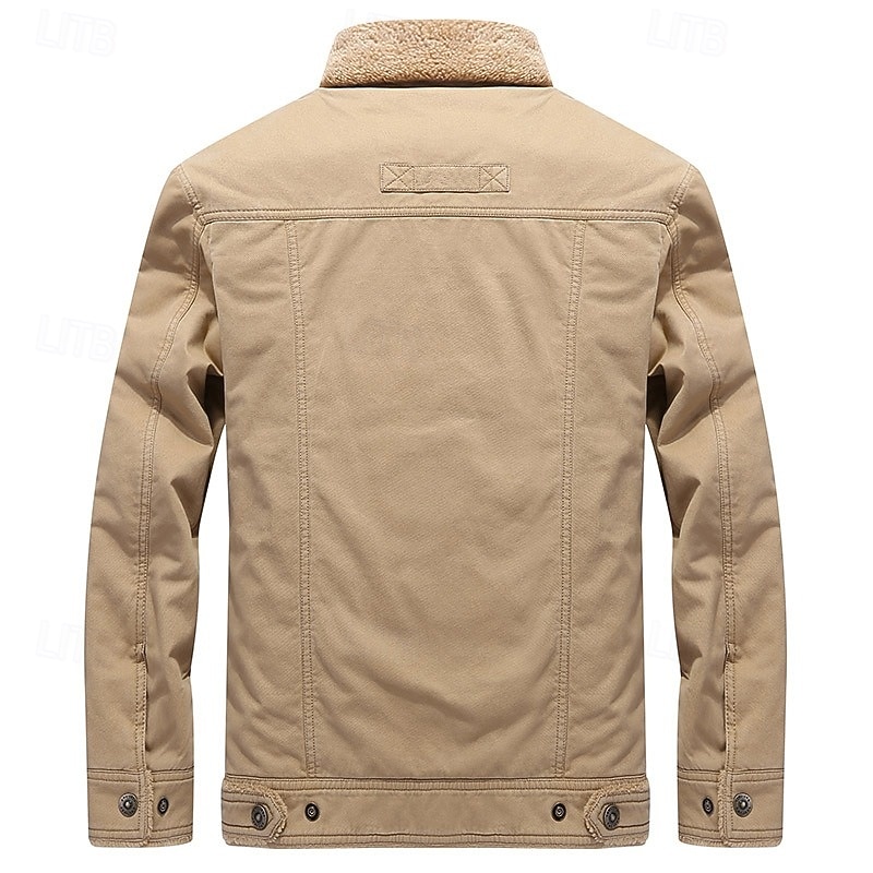 Herre Cow Print Fleece-jakke Cargo jakke Sherpa jakke Hold Varm Årgang Fritid utendørs Hjem Flere lommer Bomullsjakker Vinterfrakker Høst Vinter Fleecekrage med nedfellbar krage Langermet Svart 2025 - $52.99 –P8