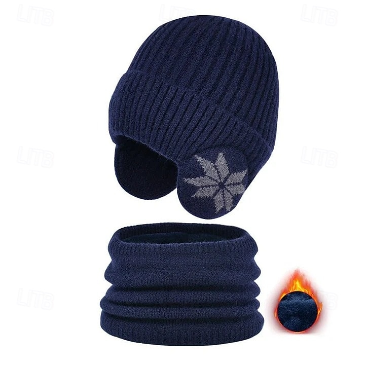 Winter muts sjaal sets warme gebreide muts fleece gevoerde nekwarmer dames heren outdoor fietsen oorbescherming schedelkap koud weer thermische accessoires 2026 - $19.99 –P7