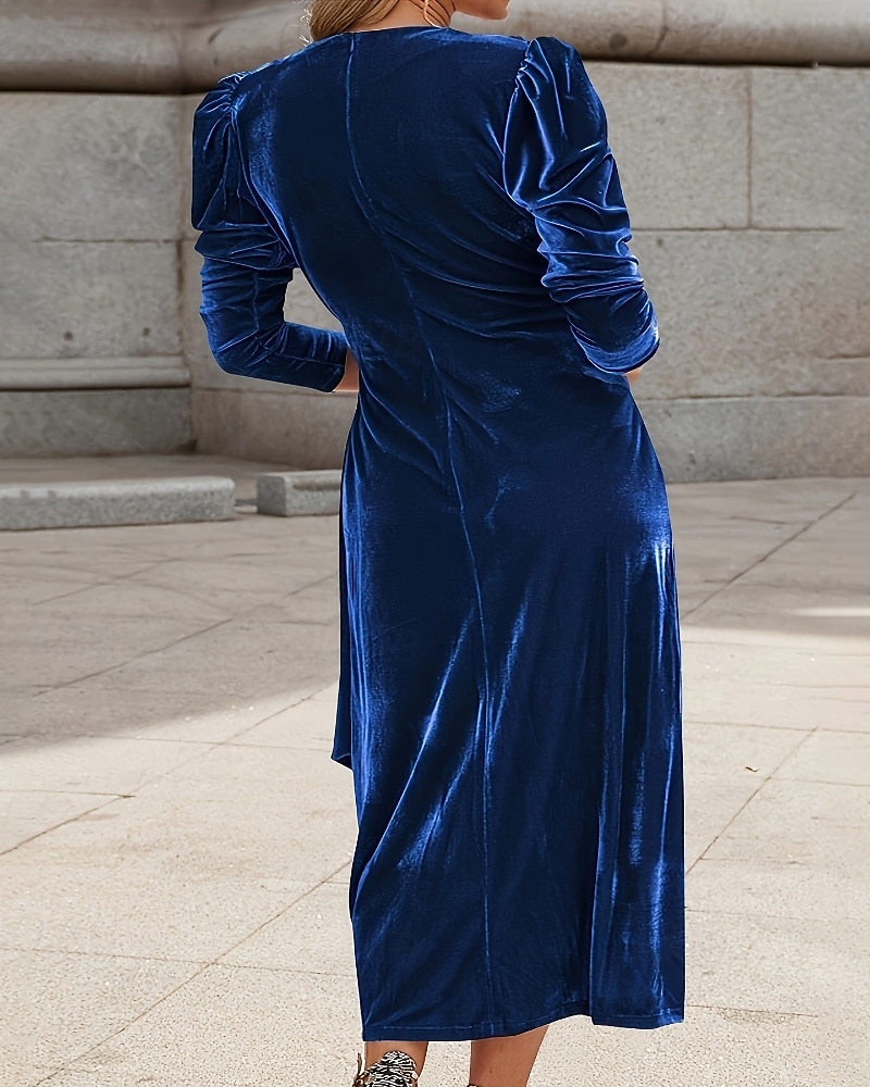 Femmes Robe Midi Robe en Velours Robe de Soirée Robe de Cocktail Élégant Mode Moderne Soirée Date Coupe régulière Uni manche longue Col ras du cou Noir Vin Vert Bleu de minuit Automne Hiver de 2025 ? $27.99 –P2