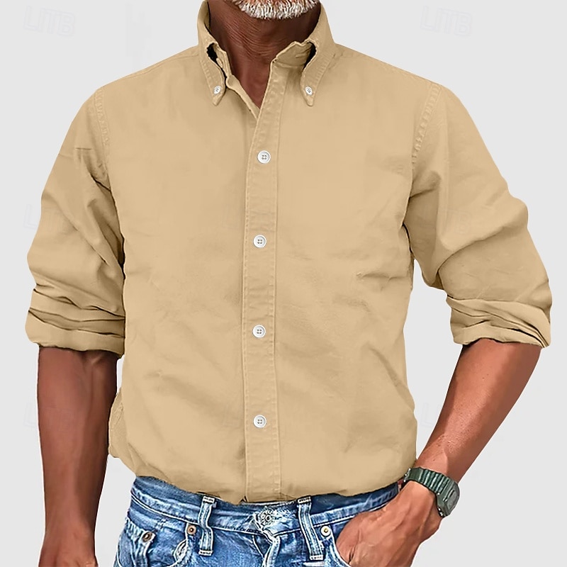 Herren Hemd Kleidhemd Durchgeknöpft Hemd Einfach Geschäft Täglich Schwarz Weiß Gelb Rosa Langarm Umlegekragen Sommer Frühling Bekleidung 2025 - $21.99 –P1