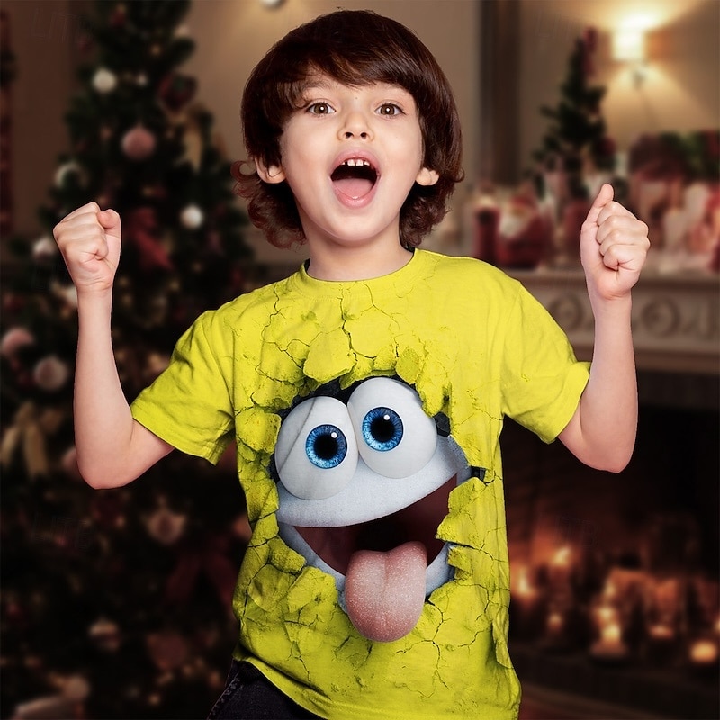 Christmas Boys' 3D Cartoon T shirt Tee Short Sleeve Summer Spring Fashion Basic Kids 4-12 Years Crew Neck Outdoor Casual Daily Regular Fit 2026 - ₪40.13 –P2