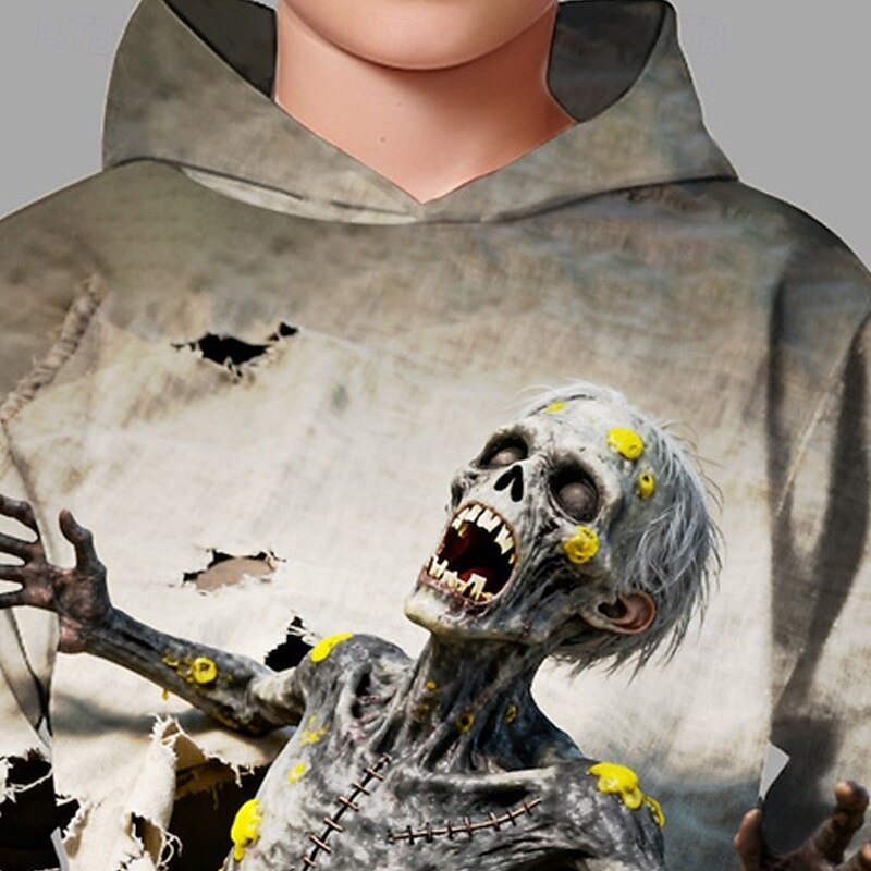 Halloween Pojkar 3D Dödskalle Huvtröja Långärmad Vår Höst Mode Streetwear Barn 4-12 år Huva Utomhus Ledigt Dagligen Normal 2025 - $18.99 –P2