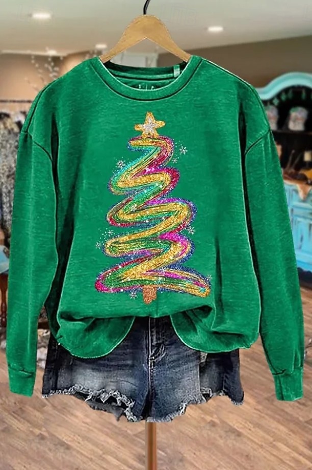 Γυναικεία Φούτερ πουλόβερ Γραφική Άγιος Βασίλης Χριστουγεννιάτικο δέντρο Μοντέρνα Καθημερινό Μακρυμάνικο Στρογγυλή Ψηλή Λαιμόκοψη Κανονικά μπλουζάκια Δρόμος Καθημερινή Ένδυση Causal Στάμπα 2025 - $31.99 –P5